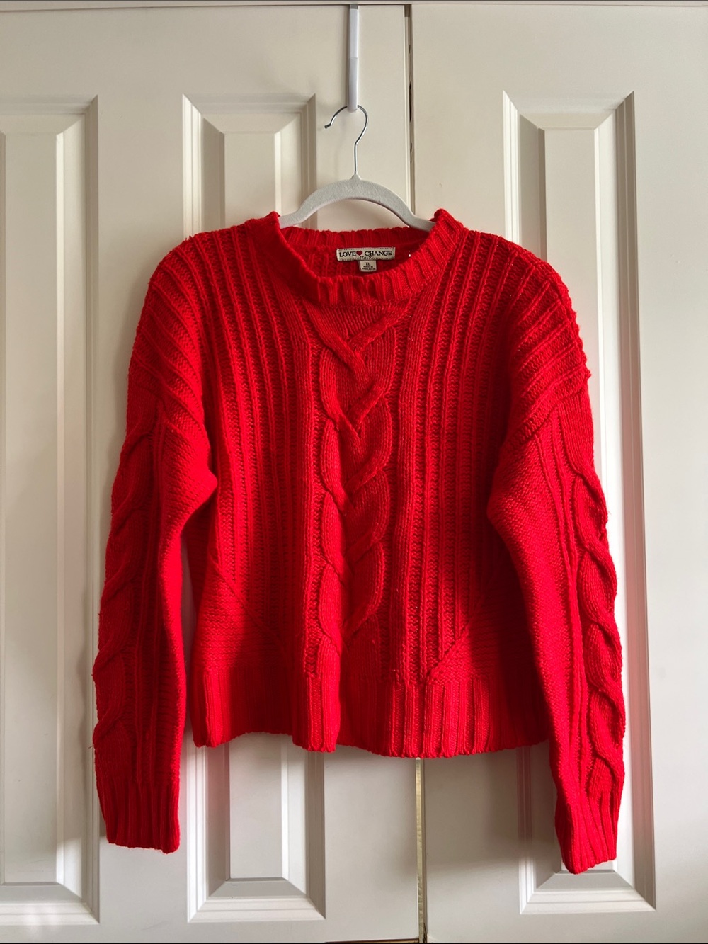 Love ❤️ Change Red Cable Crewneck Sweater XL